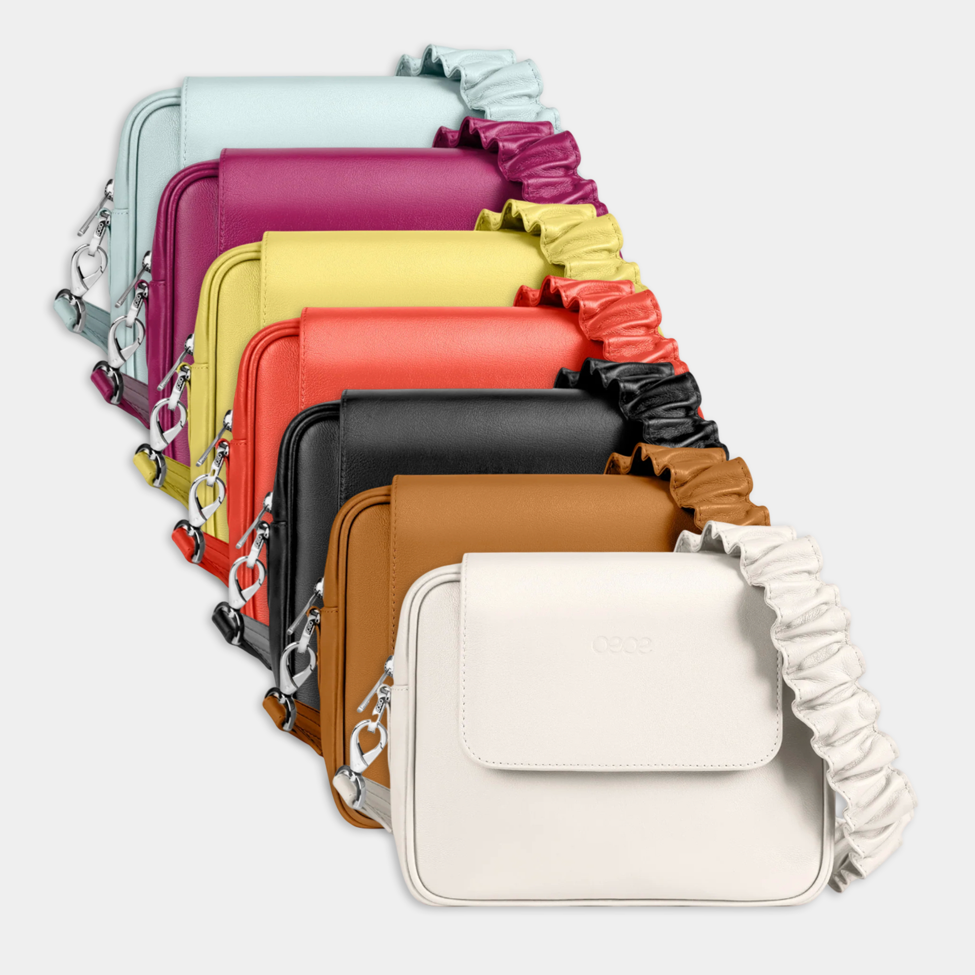 Bandolera pequeña en piel de vacuno en color blanco  para mujer