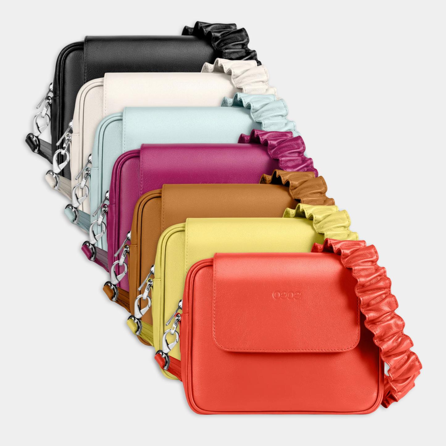 Bandolera pequeña en piel de vacuno en color naranja para mujer