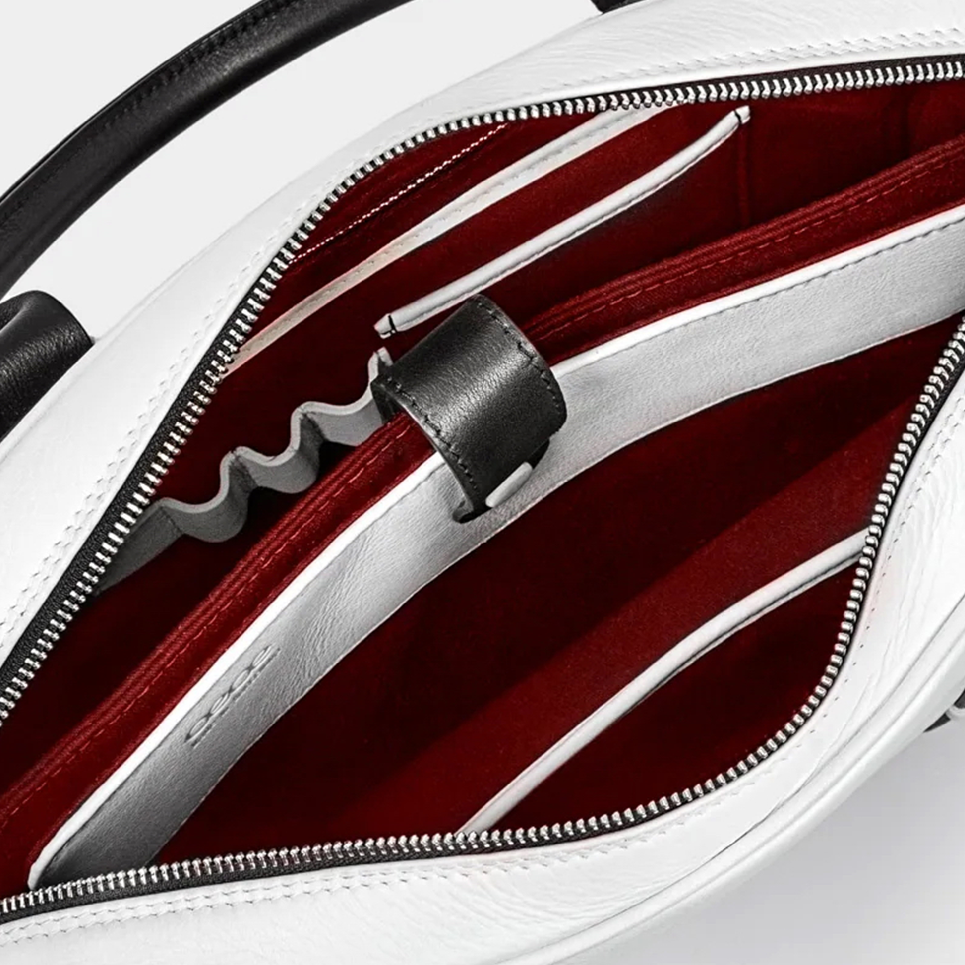 Bolso Ejecutivo  grande en piel de vacuno en color blanco/negro para mujer