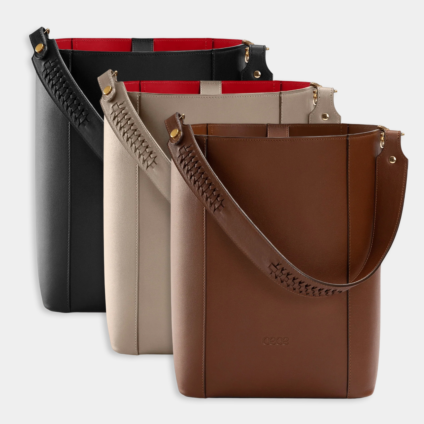 Bolso Shopper grande en piel de vacuno en color marrón para mujer