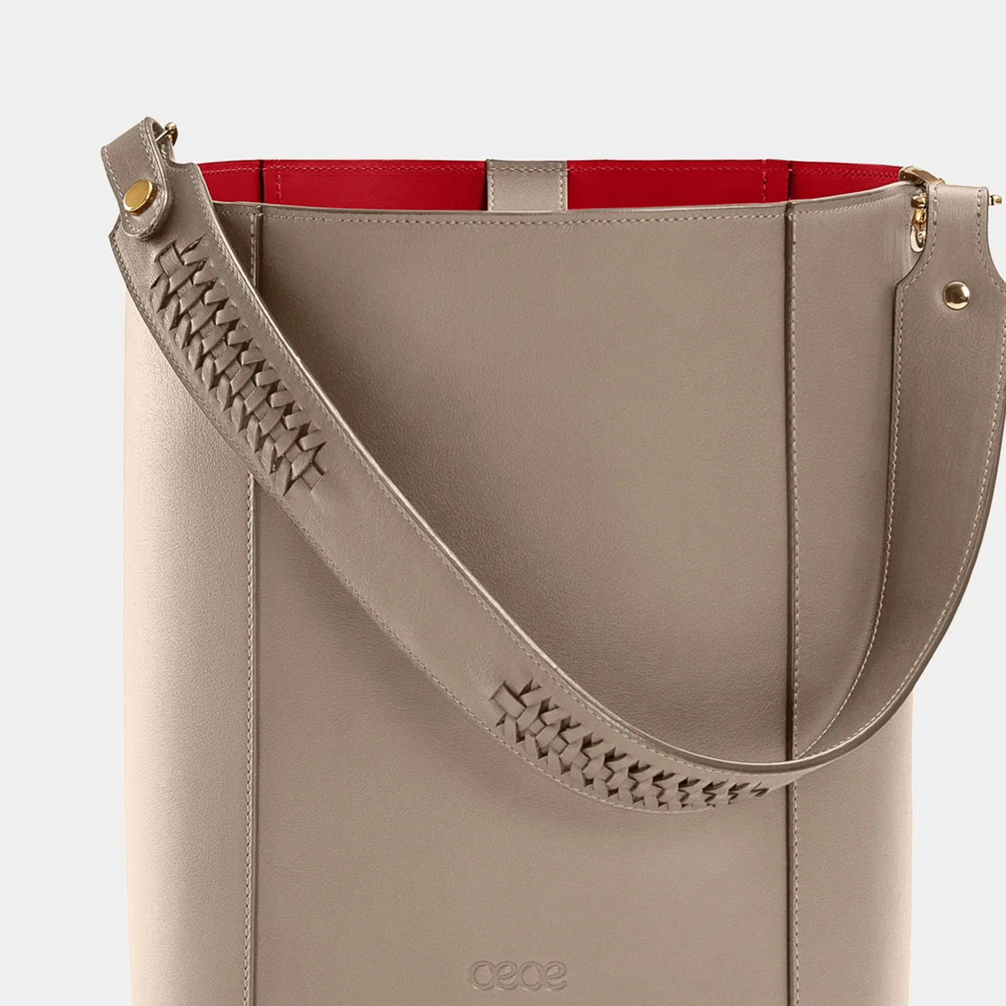Bolso Shopper grande en piel de vacuno en color taupe para mujer