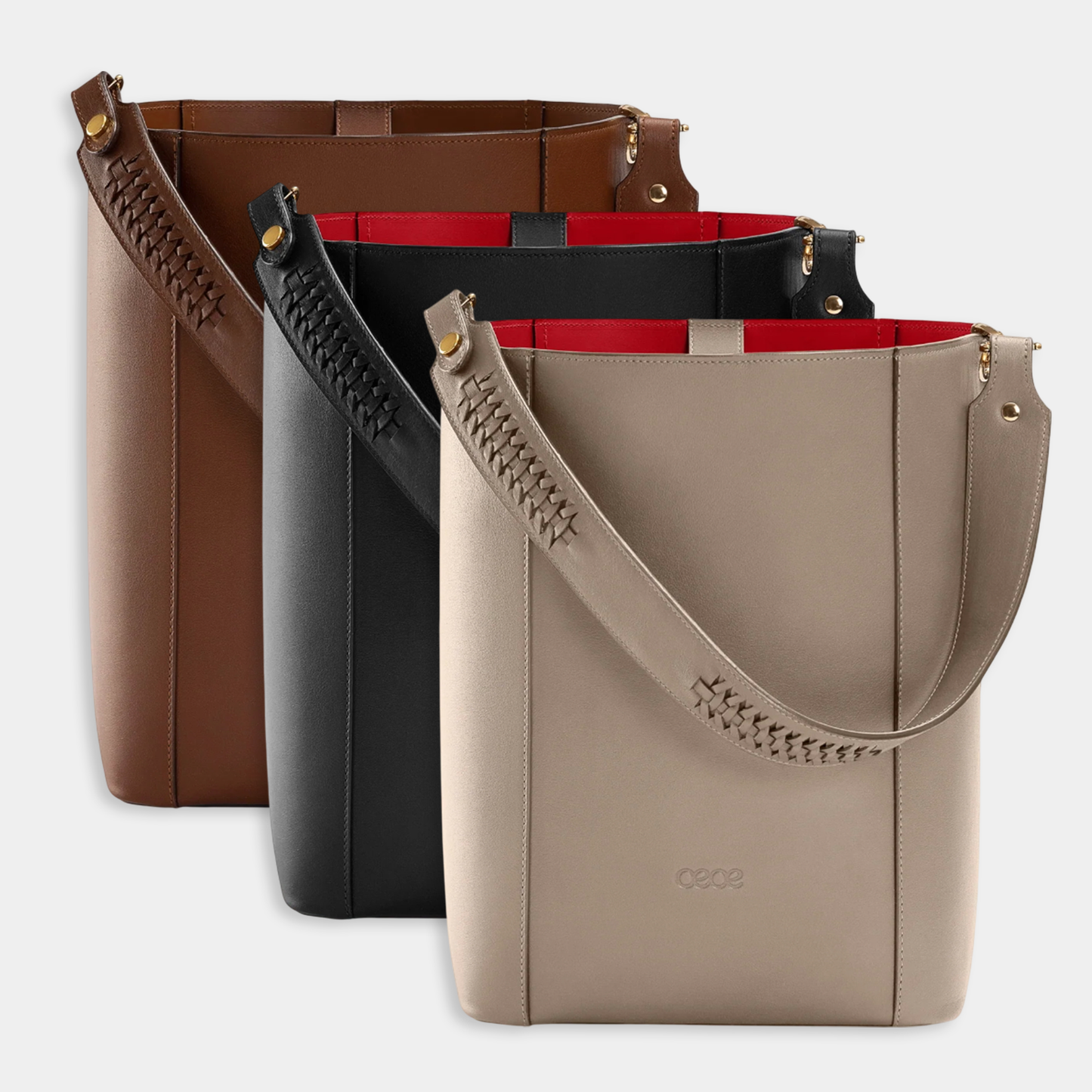 Bolso Shopper grande en piel de vacuno en color taupe para mujer