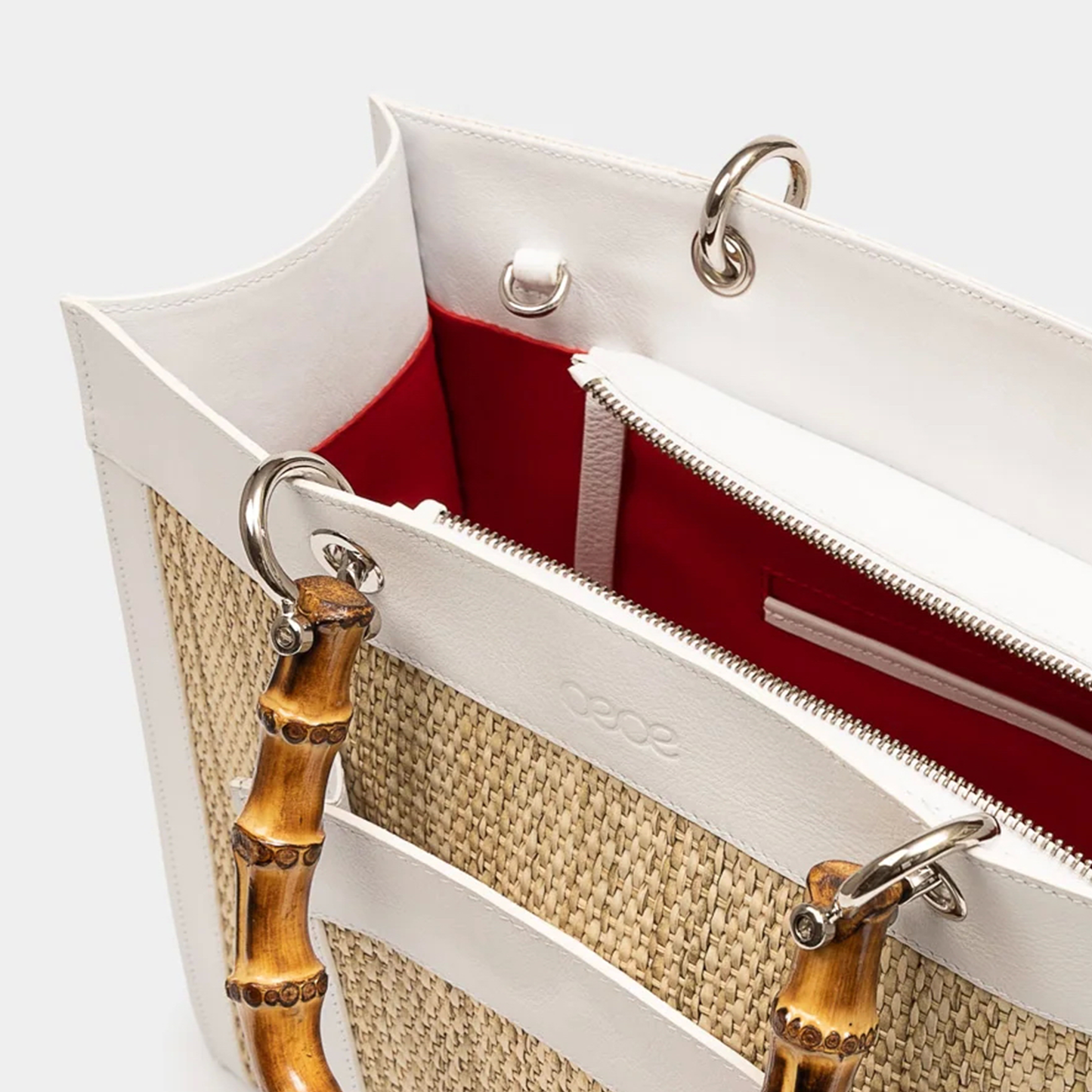Bolso grande en piel de vacuno en color blanco para mujer
