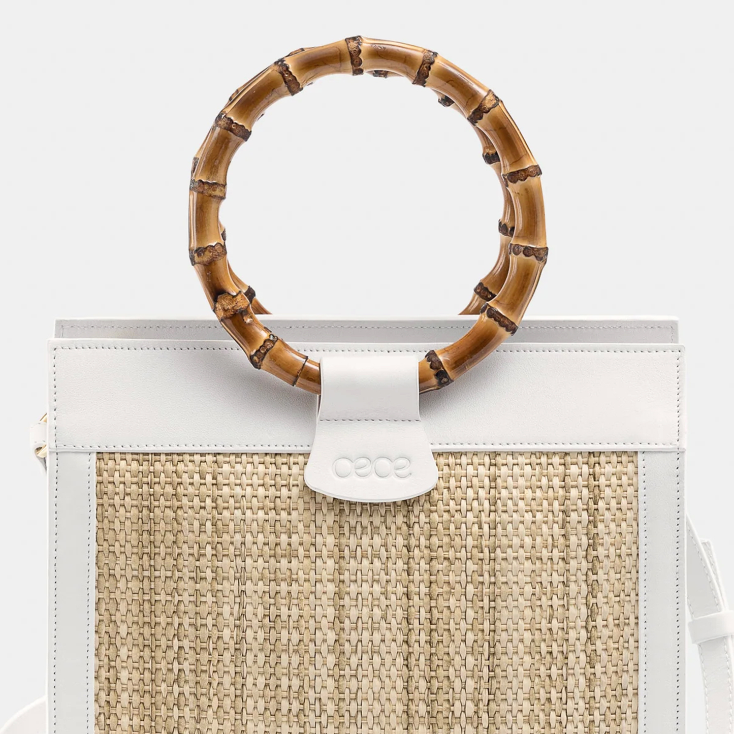 Minibolso pequeño en piel de vacuno en color natural/blanco para mujer