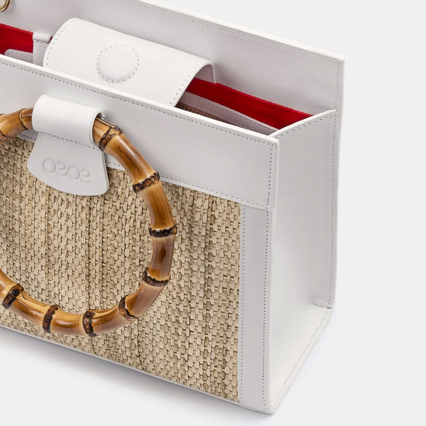 Minibolso pequeño en piel de vacuno en color natural/blanco para mujer