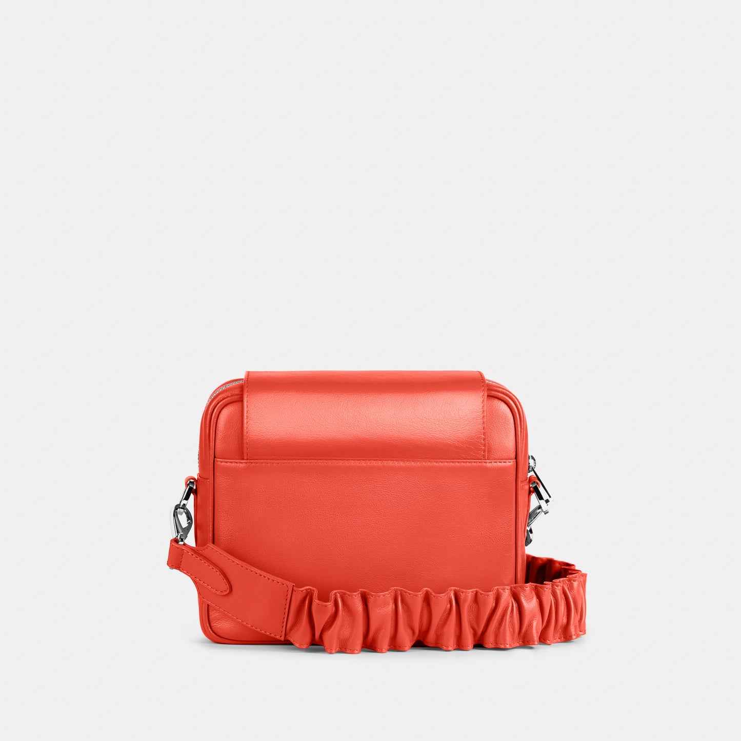 Bandolera pequeña en piel de vacuno en color naranja para mujer