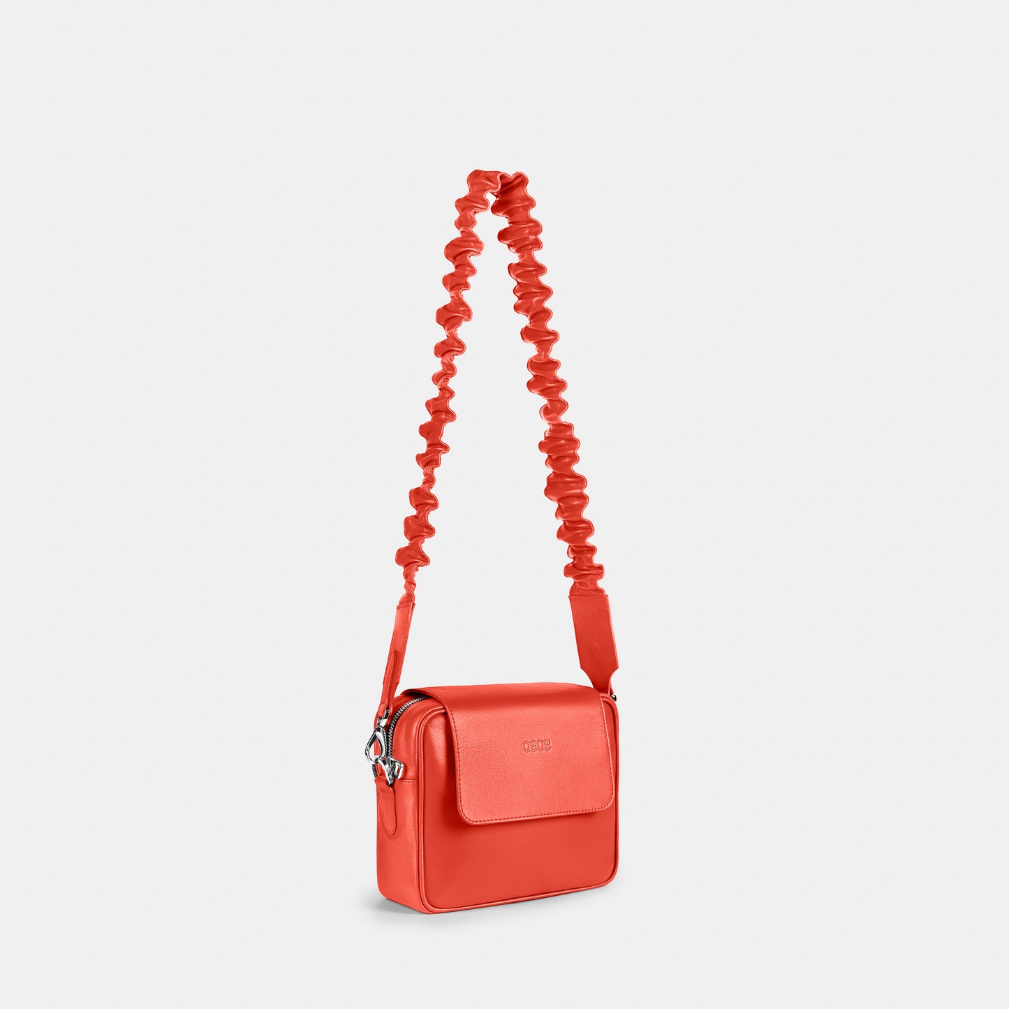 Bandolera pequeña en piel de vacuno en color naranja para mujer