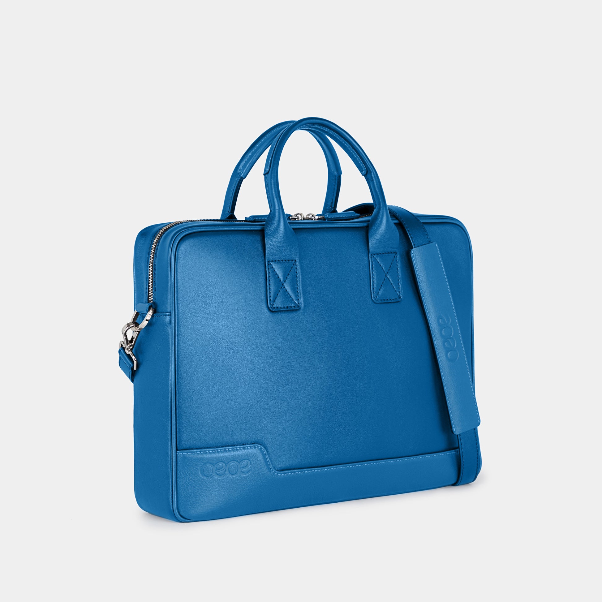 Bolso Ejecutivo  grande en piel de vacuno en color azul para hombre