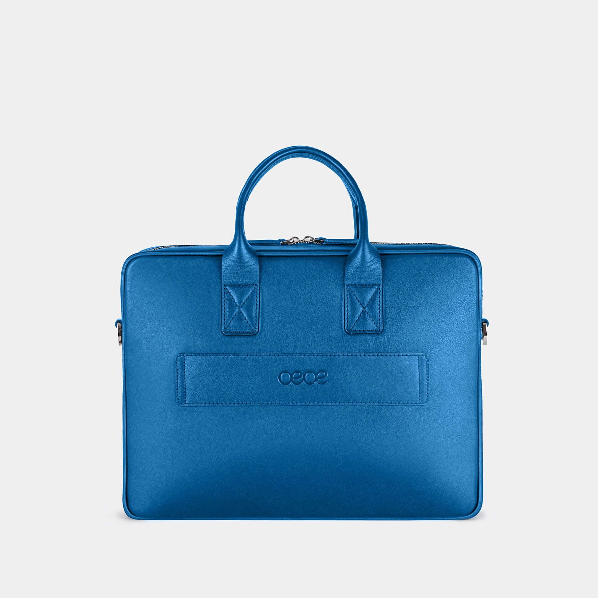 Bolso Ejecutivo  grande en piel de vacuno en color azul para hombre