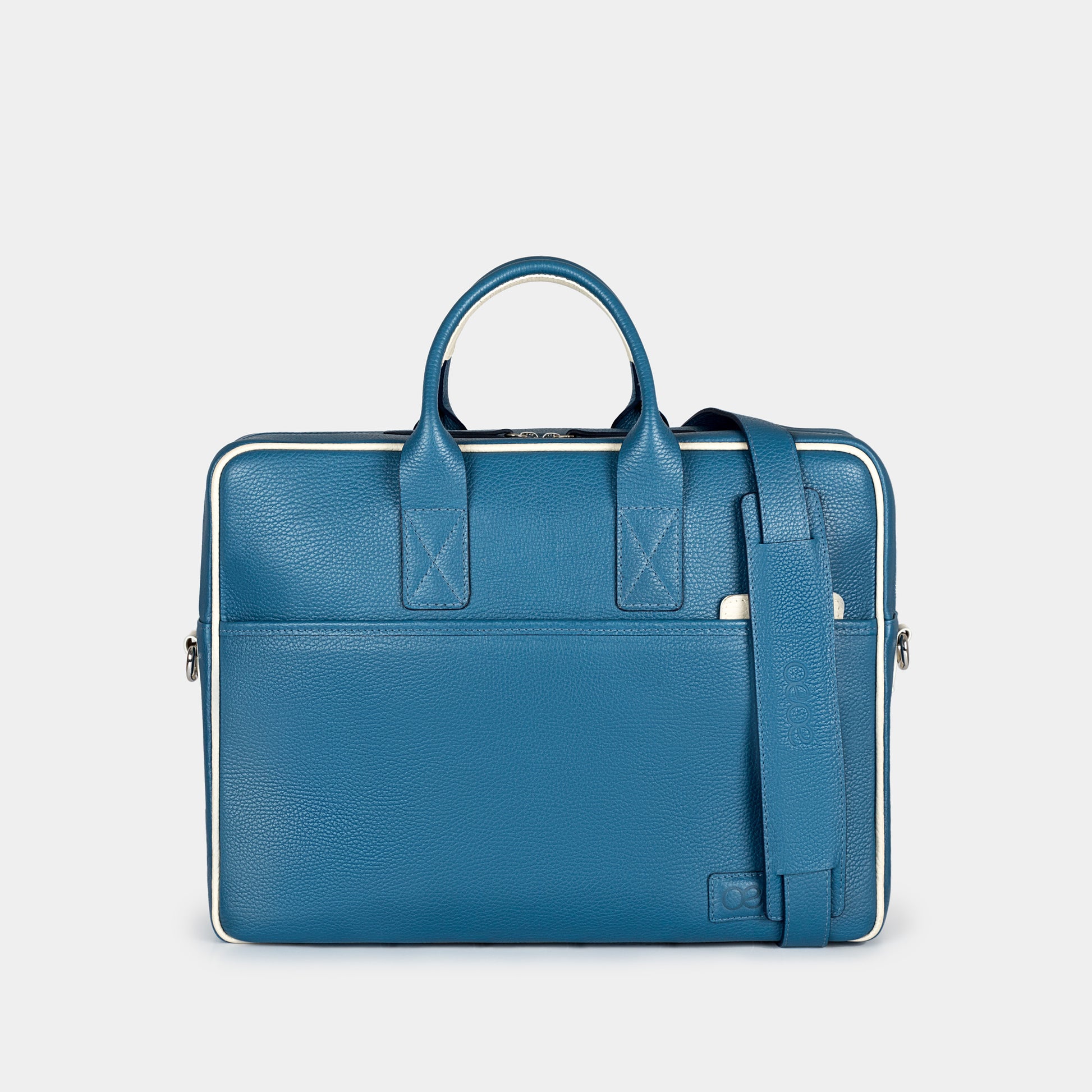 Bolso Ejecutivo  grande en piel de vacuno en color azul para hombre