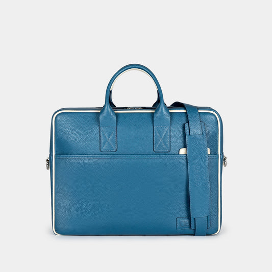 Bolso Ejecutivo  grande en piel de vacuno en color azul para hombre