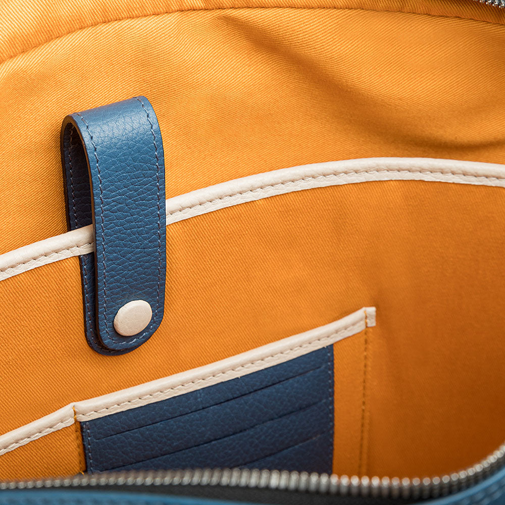 Bolso Ejecutivo grande en piel de vacuno en color azul para hombre