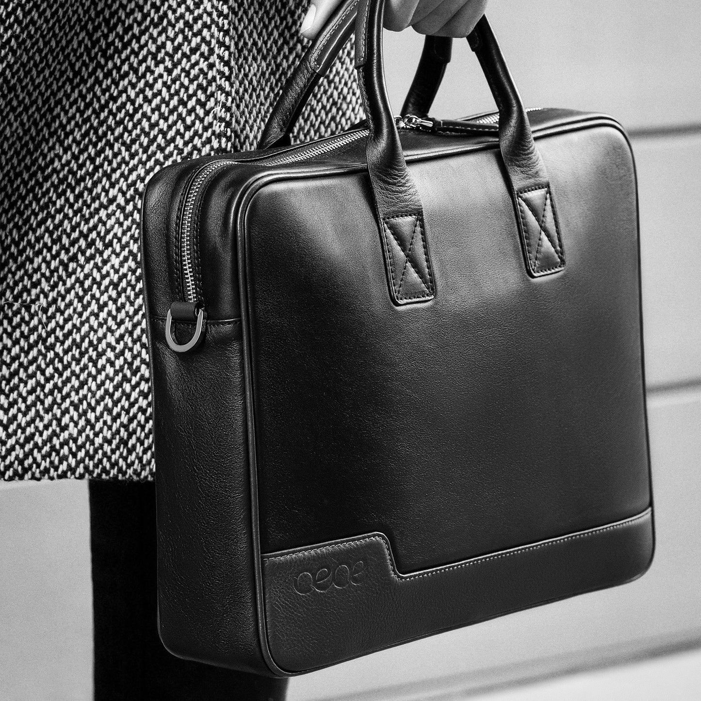 Bolso Ejecutivo grande en piel de vacuno en color azul para hombre