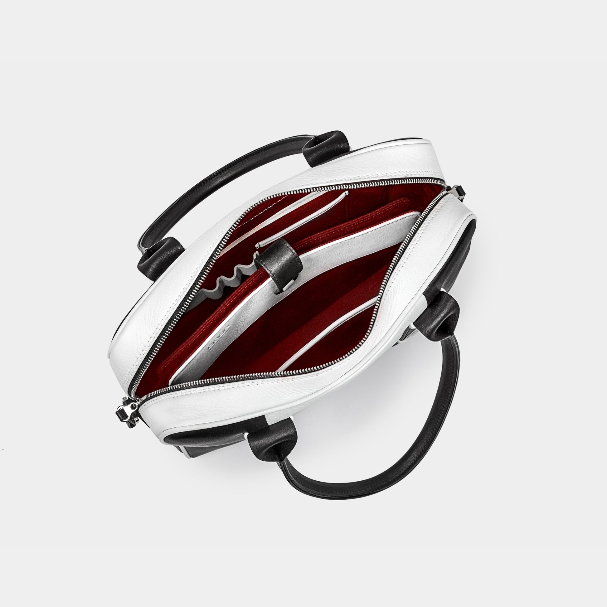 Bolso Ejecutivo  grande en piel de vacuno en color blanco/negro para hombre