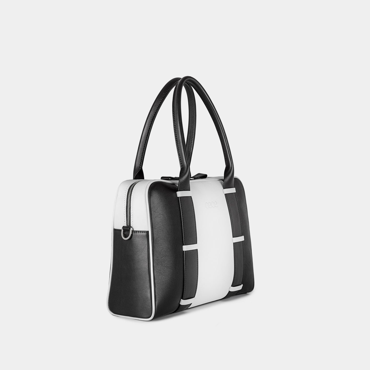 Bolso Ejecutivo  grande en piel de vacuno en color blanco/negro para hombre