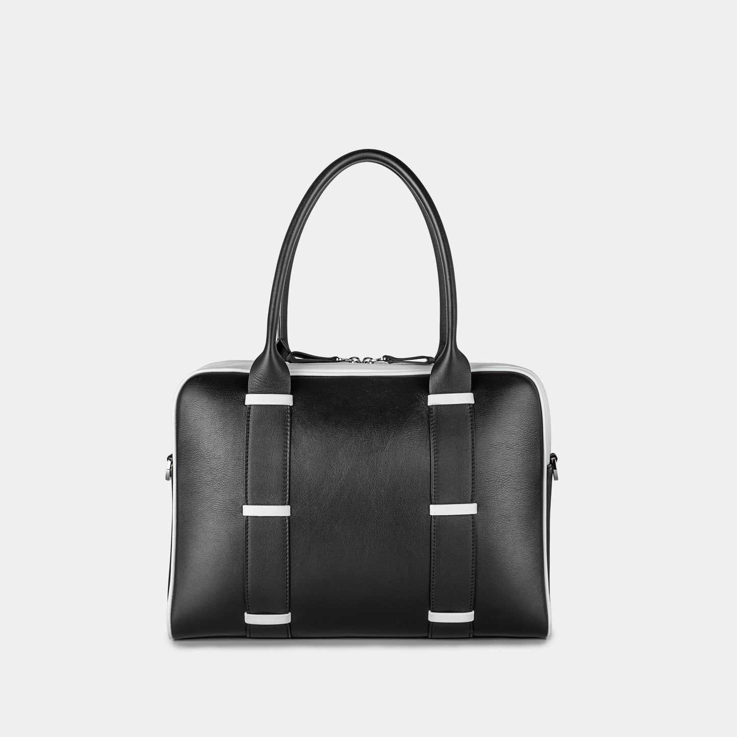 Bolso Ejecutivo  grande en piel de vacuno en color blanco/negro para hombre