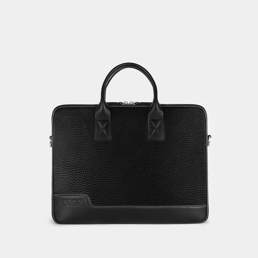 Bolso Ejecutivo  grande en piel de vacuno en color negro para hombre