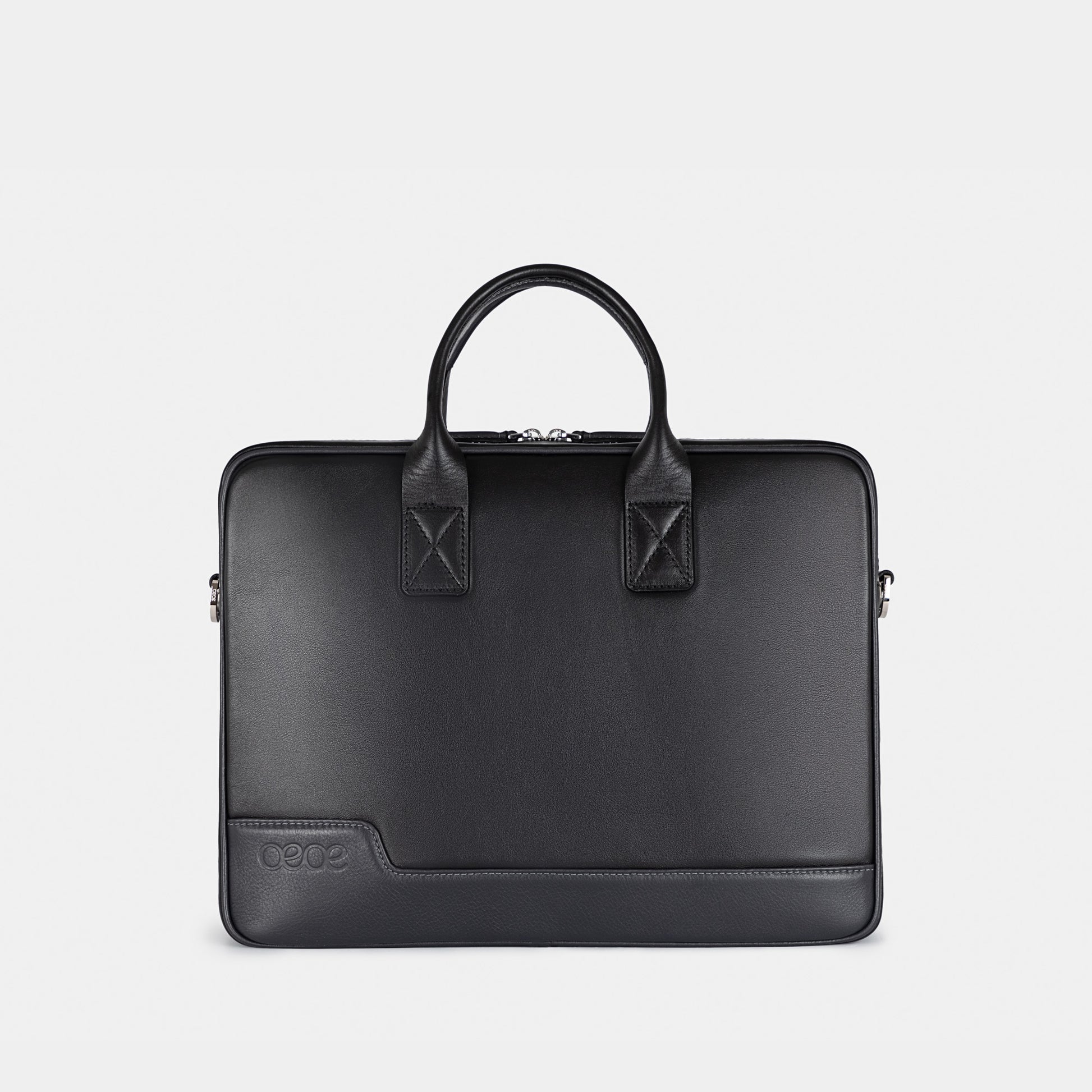 Bolso Ejecutivo  grande en piel de vacuno en color negro para hombre