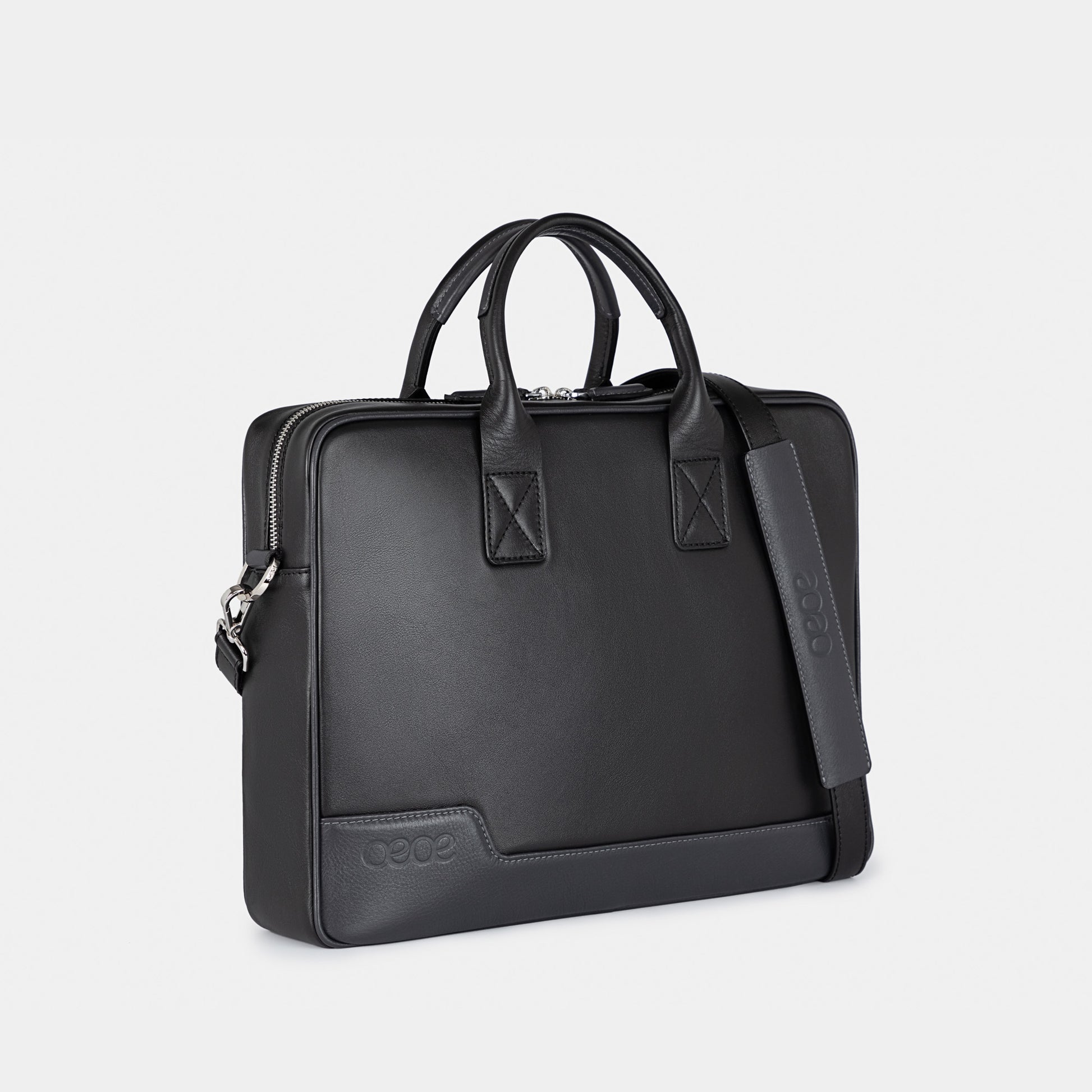 Bolso Ejecutivo  grande en piel de vacuno en color negro para hombre