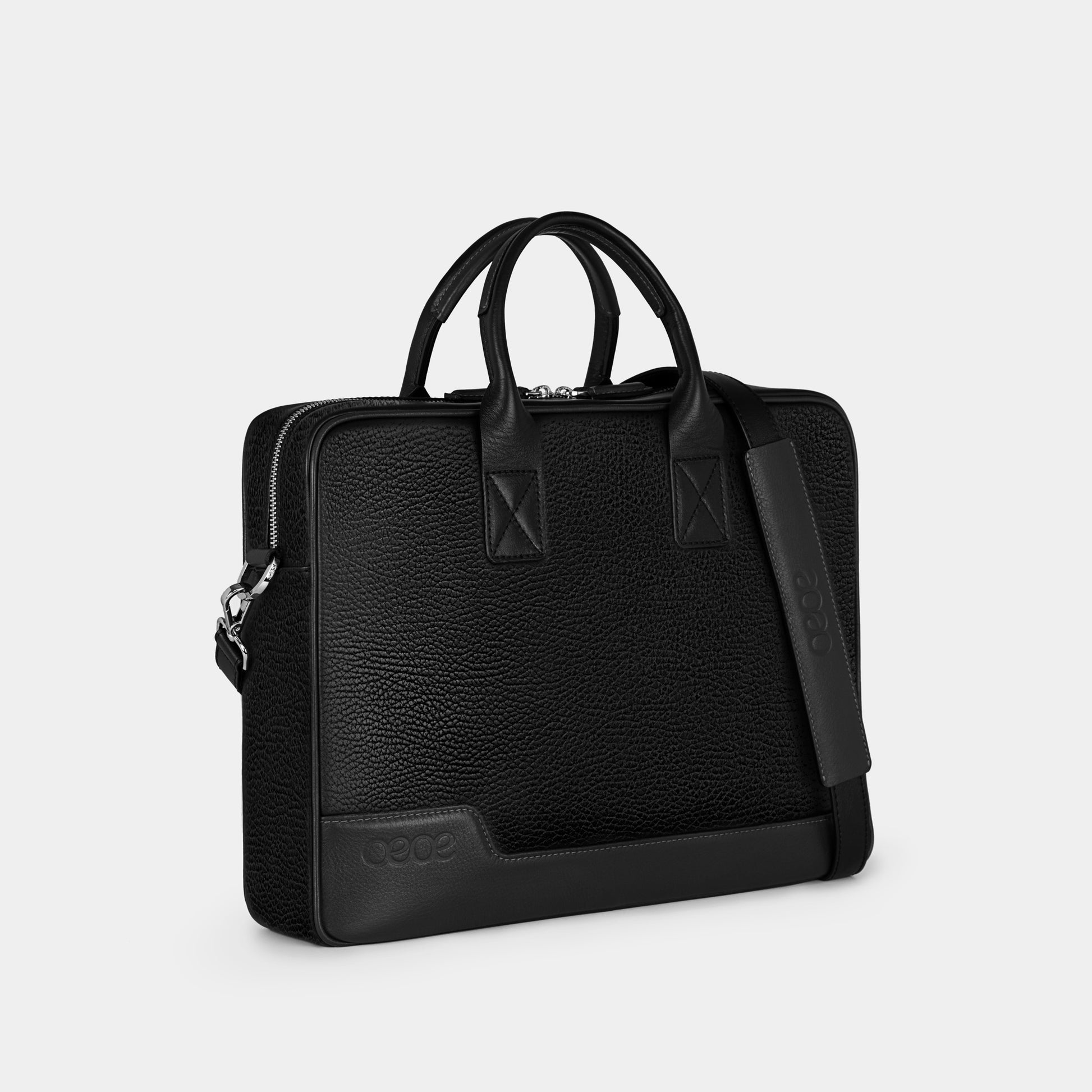 Bolso Ejecutivo  grande en piel de vacuno en color negro para hombre