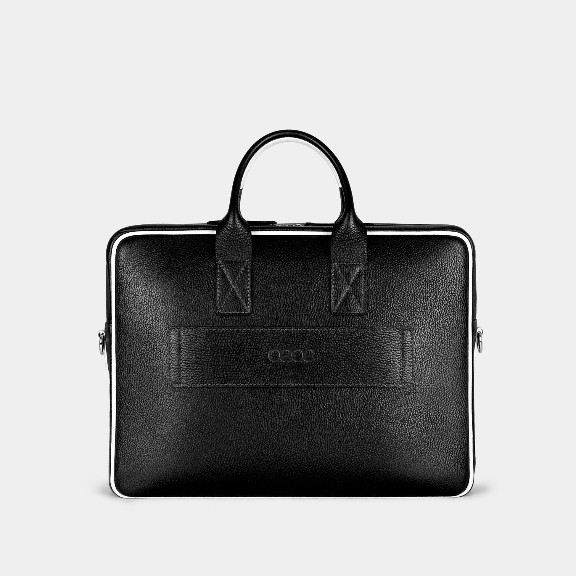 Bolso Ejecutivo  grande en piel de vacuno en color negro para hombre