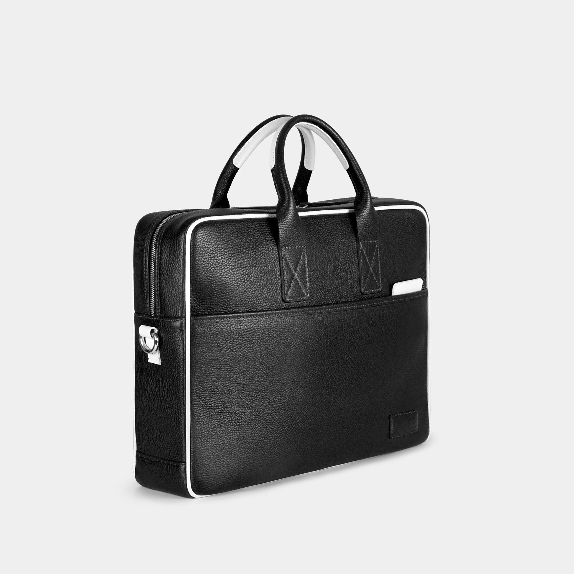 Bolso Ejecutivo  grande en piel de vacuno en color negro para hombre