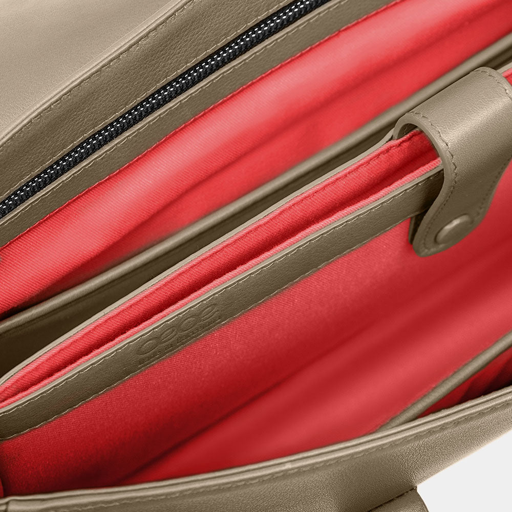 Bolso Ejecutivo grande en piel de vacuno en color taupe para mujer