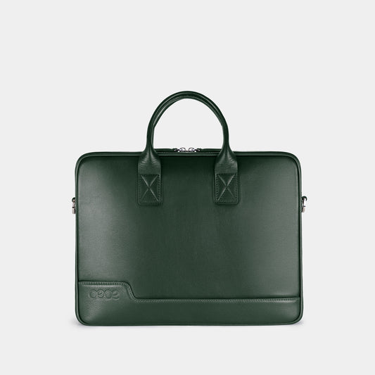 Bolso Ejecutivo  grande en piel de vacuno en color  verde para hombre