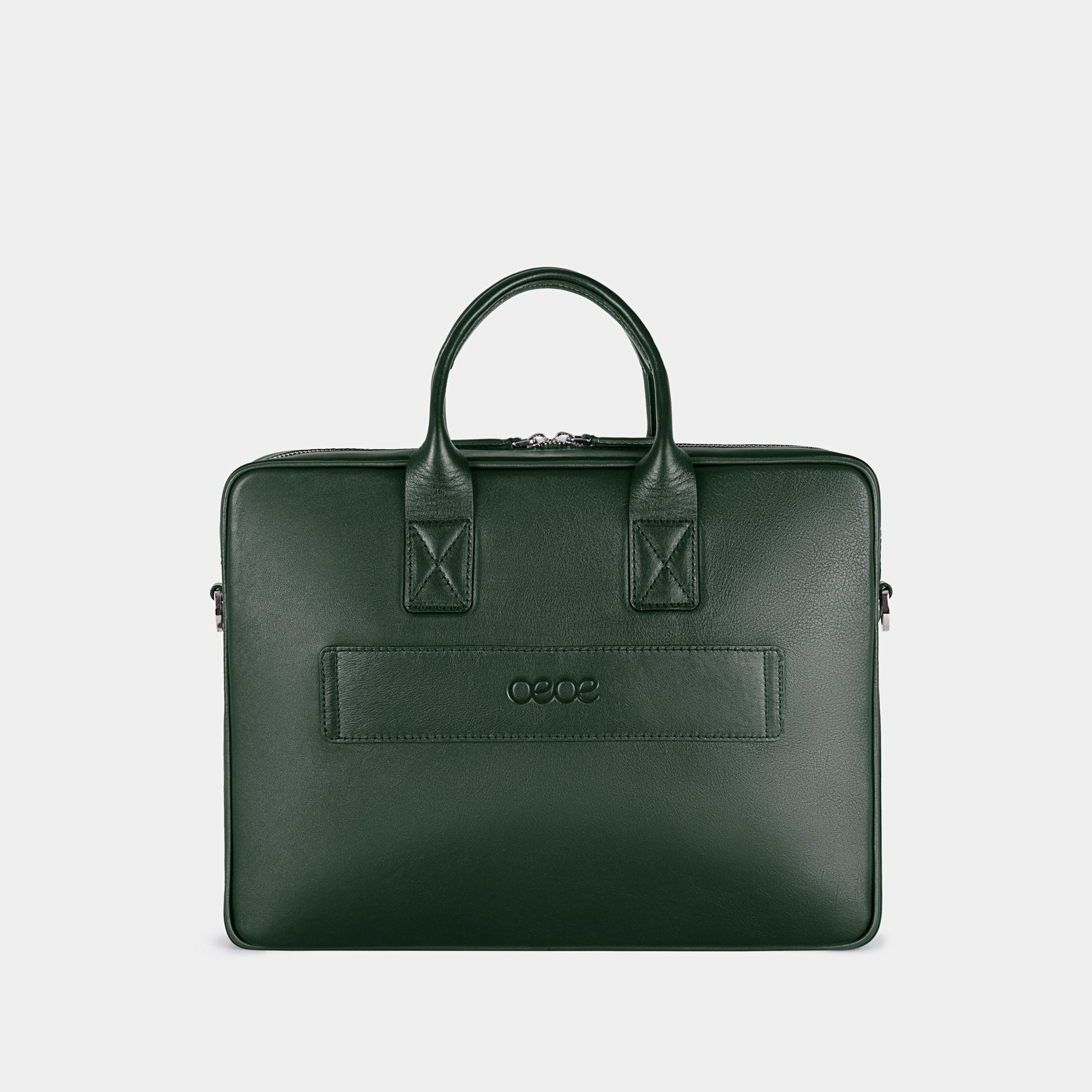 Bolso Ejecutivo  grande en piel de vacuno en color  verde para hombre