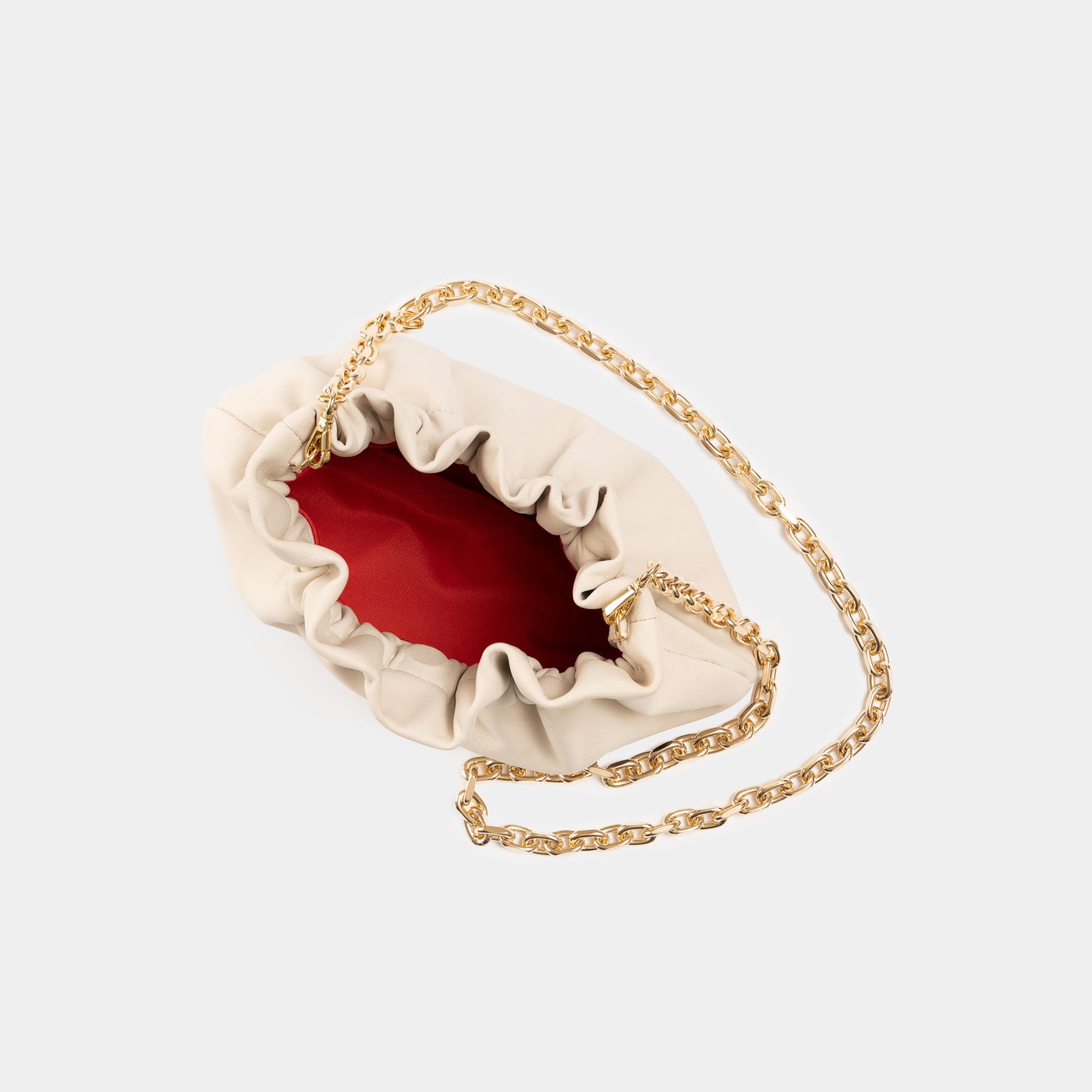 Minibolso pequeño en piel de cordero en color blanco para mujer
