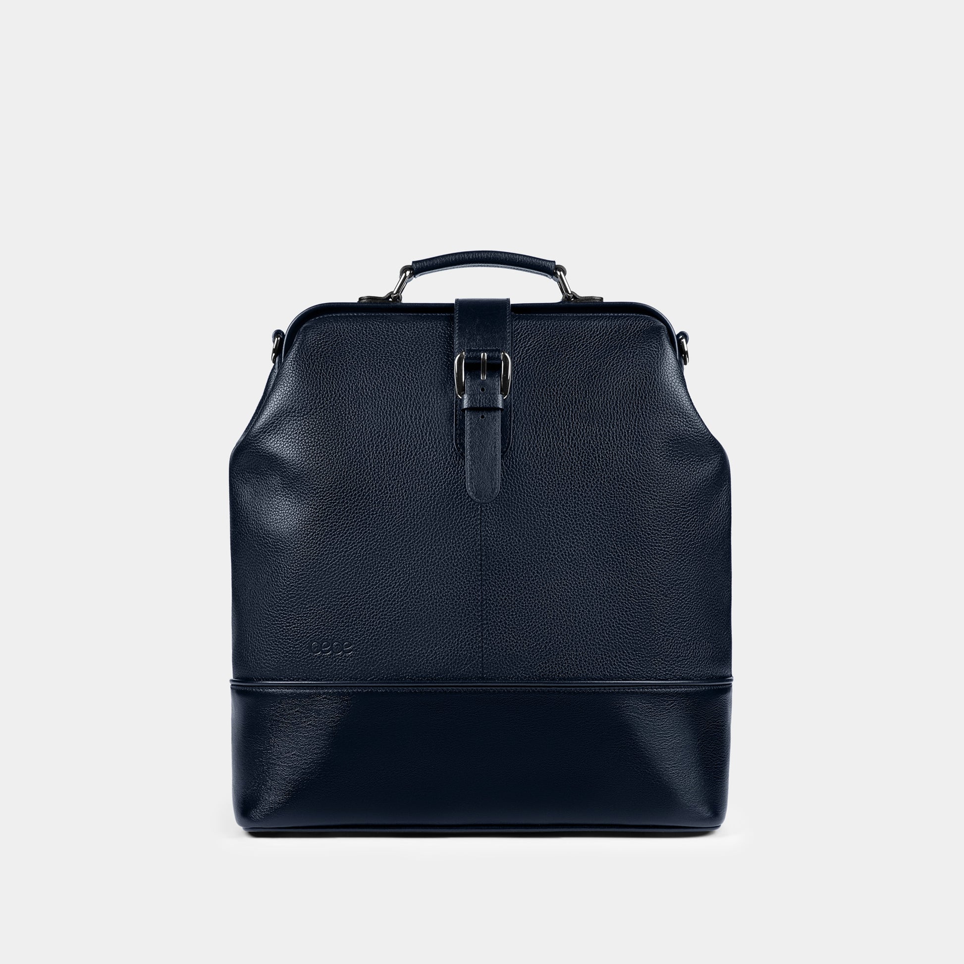 Mochila grande en piel de vacuno en color azul para hombre