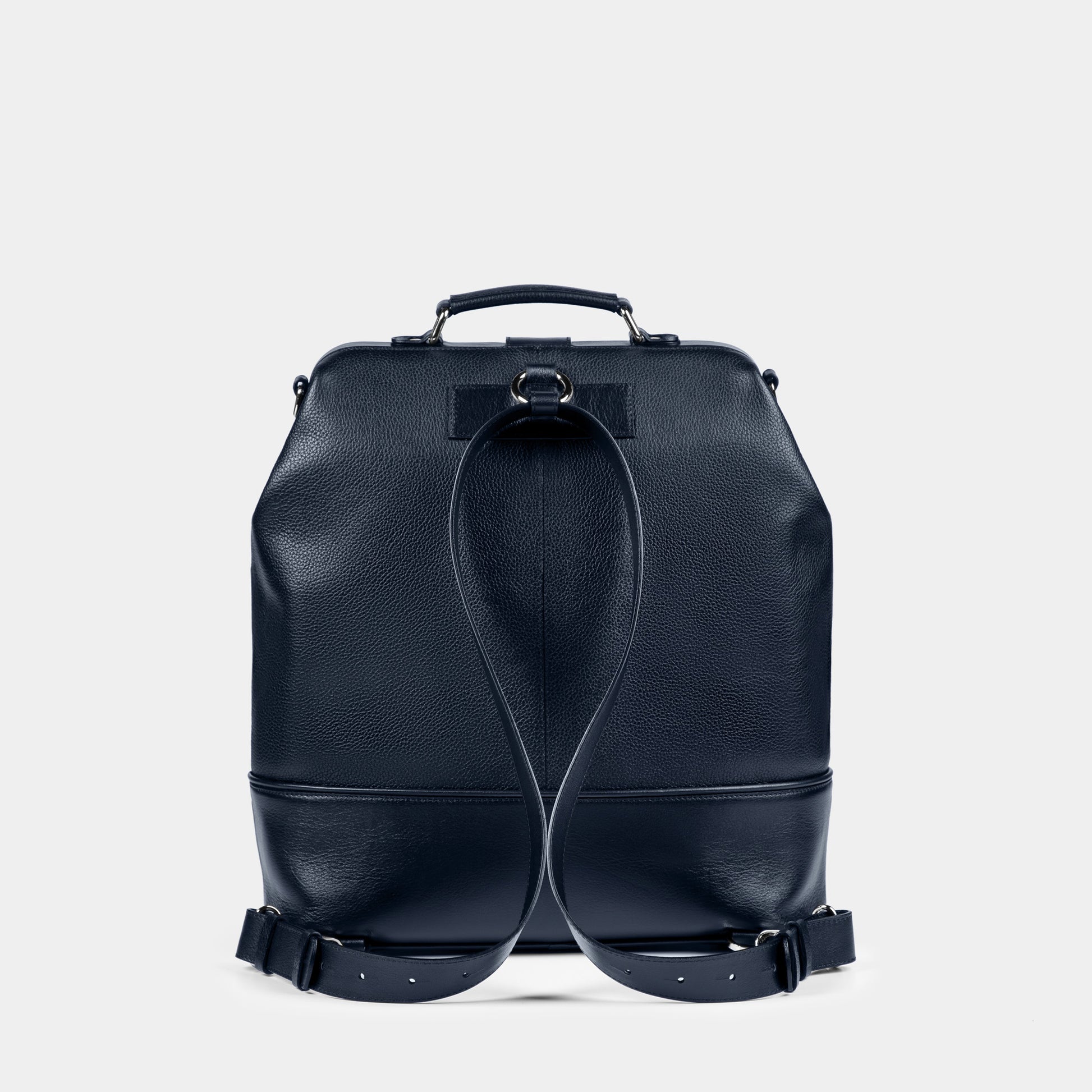 Mochila grande en piel de vacuno en color azul para hombre