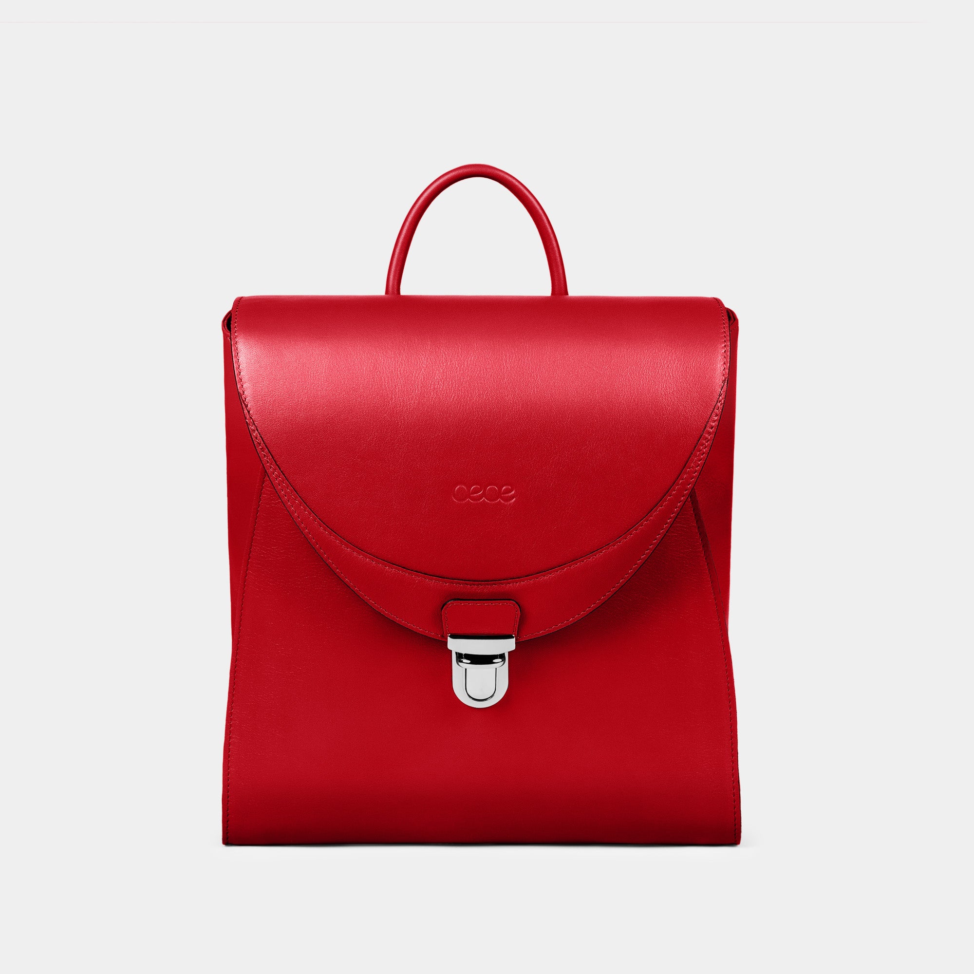 Mochila grande en piel de vacuno en color rojo para mujer