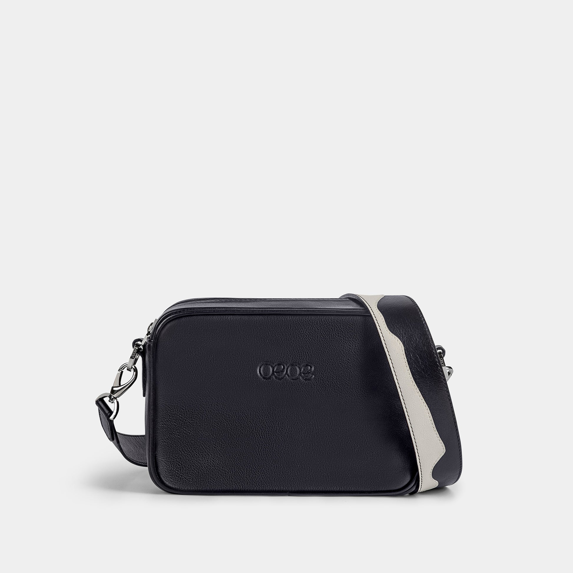 Bandolera pequeña en piel de vacuno en color azul (marino) para mujer