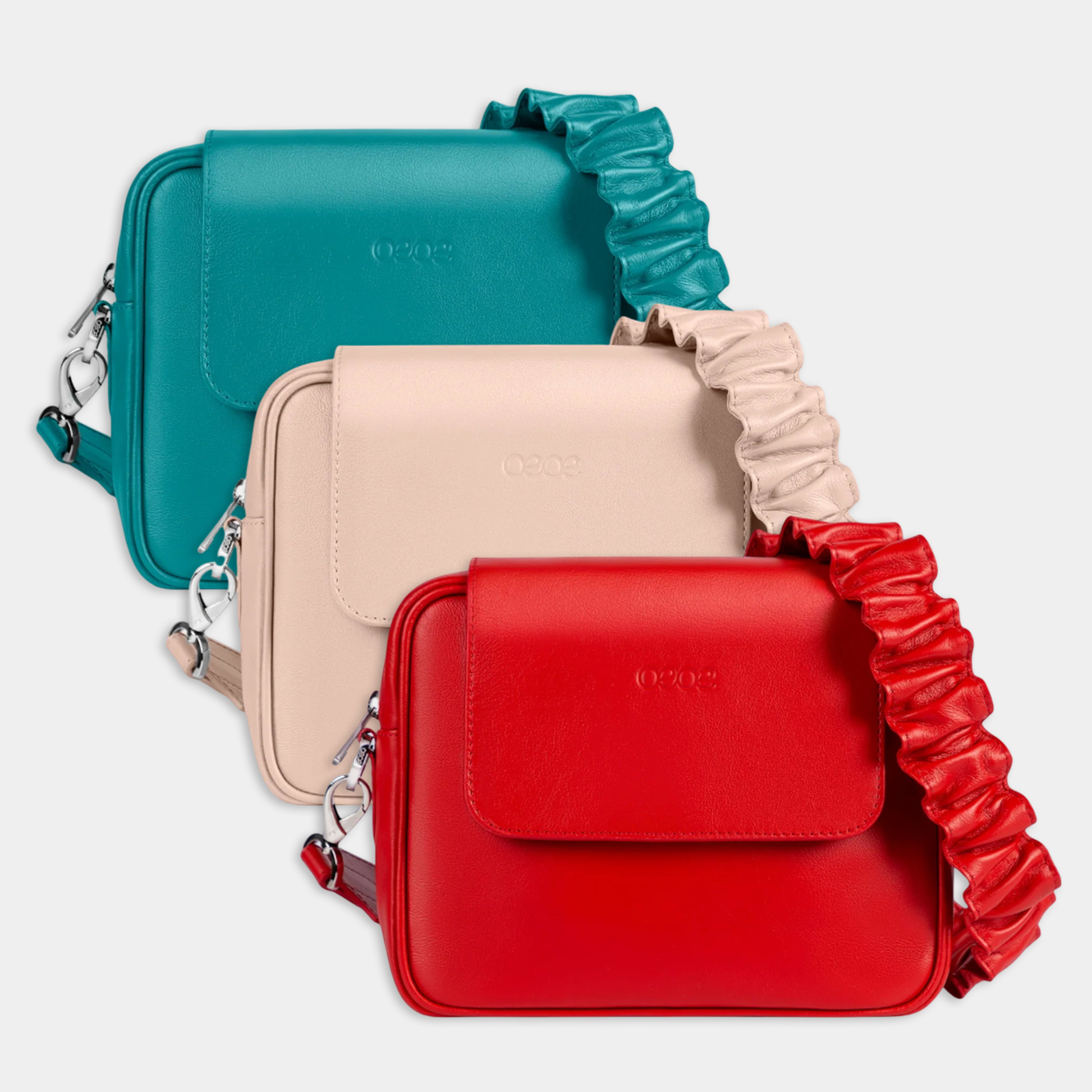Bandolera pequeña en piel de vacuno en color rojo para mujer