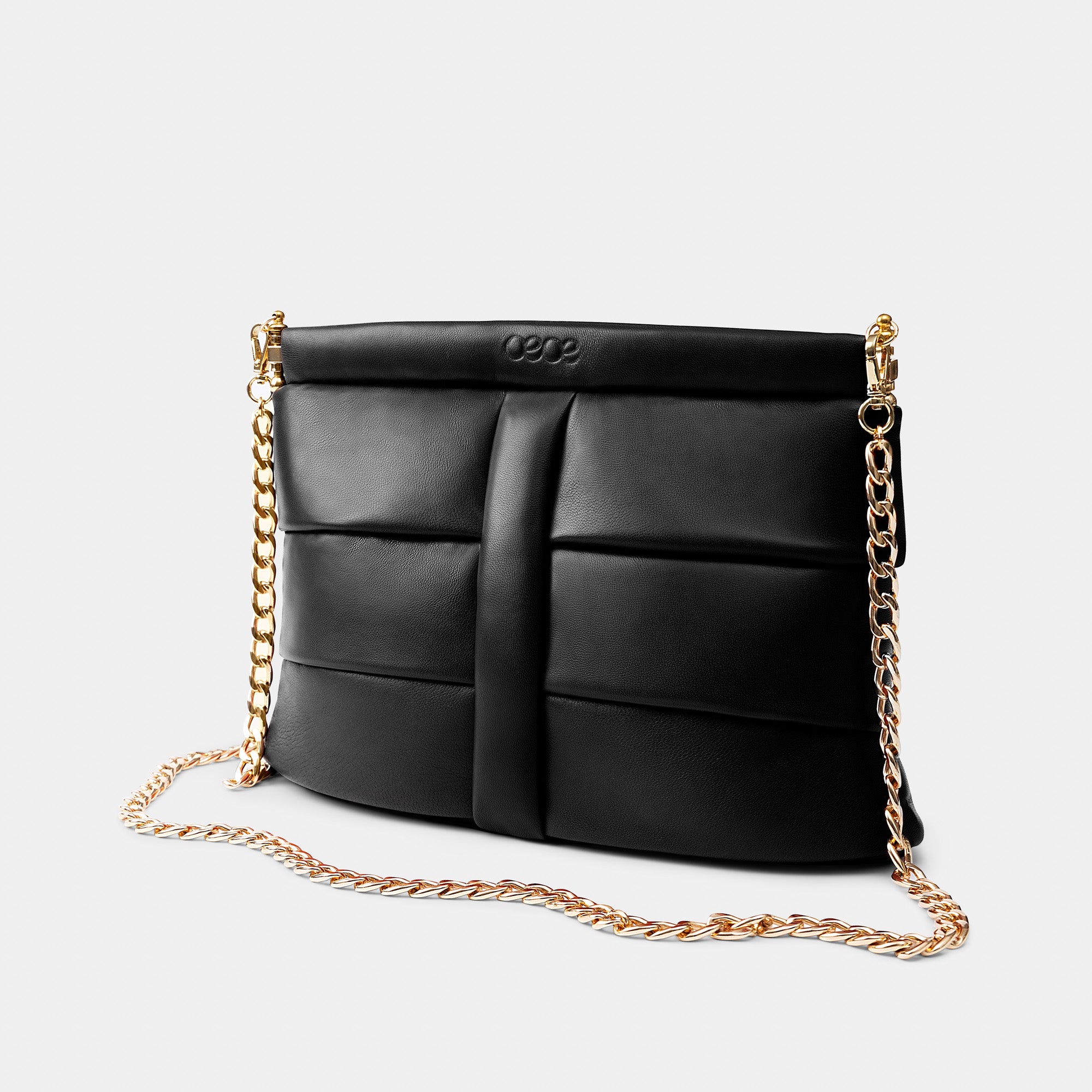 Bolso Clutch pequeño en piel de cordero en color negro para mujer