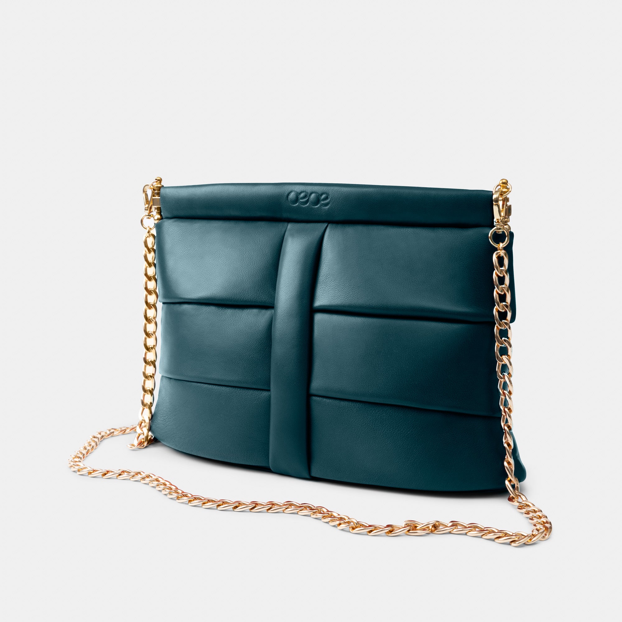 Bolso Clutch pequeño en piel de cordero en color verde para mujer