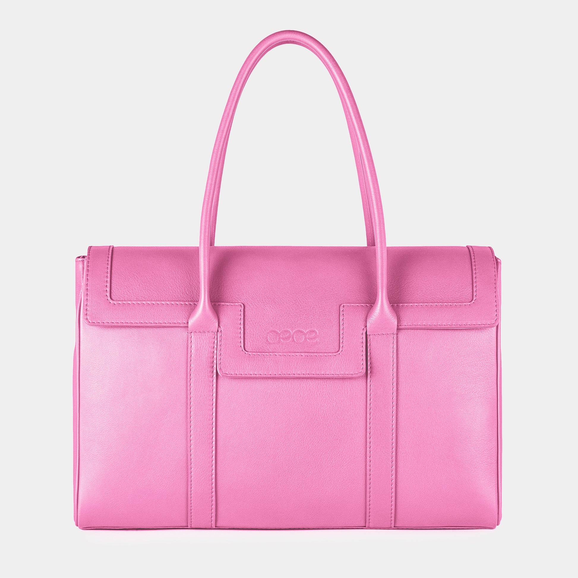 Large pink leather executive bag BARBARA OEOE - Main Image
