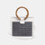 Bolso pequeño mini de rafia azul y piel blanca para mujer