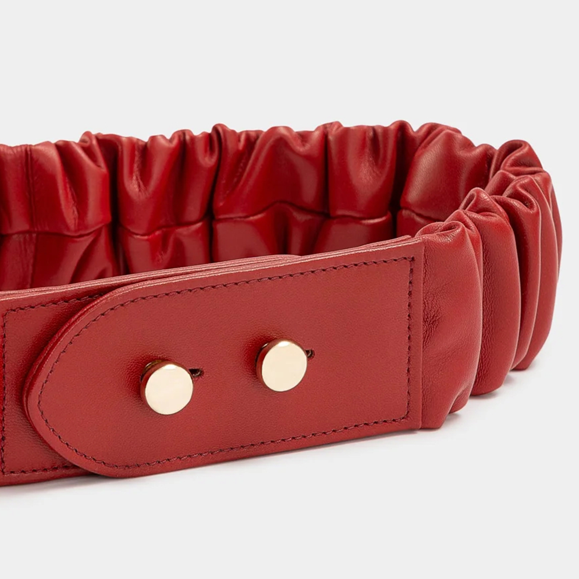 Cinturón ancho en piel de  en color roja para mujer
