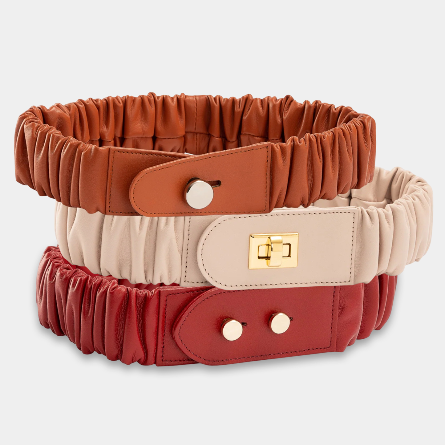 Cinturón ancho en piel de  en color rosa para mujer