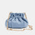 Minibolso pequeño en piel de cordero en color azul para mujer