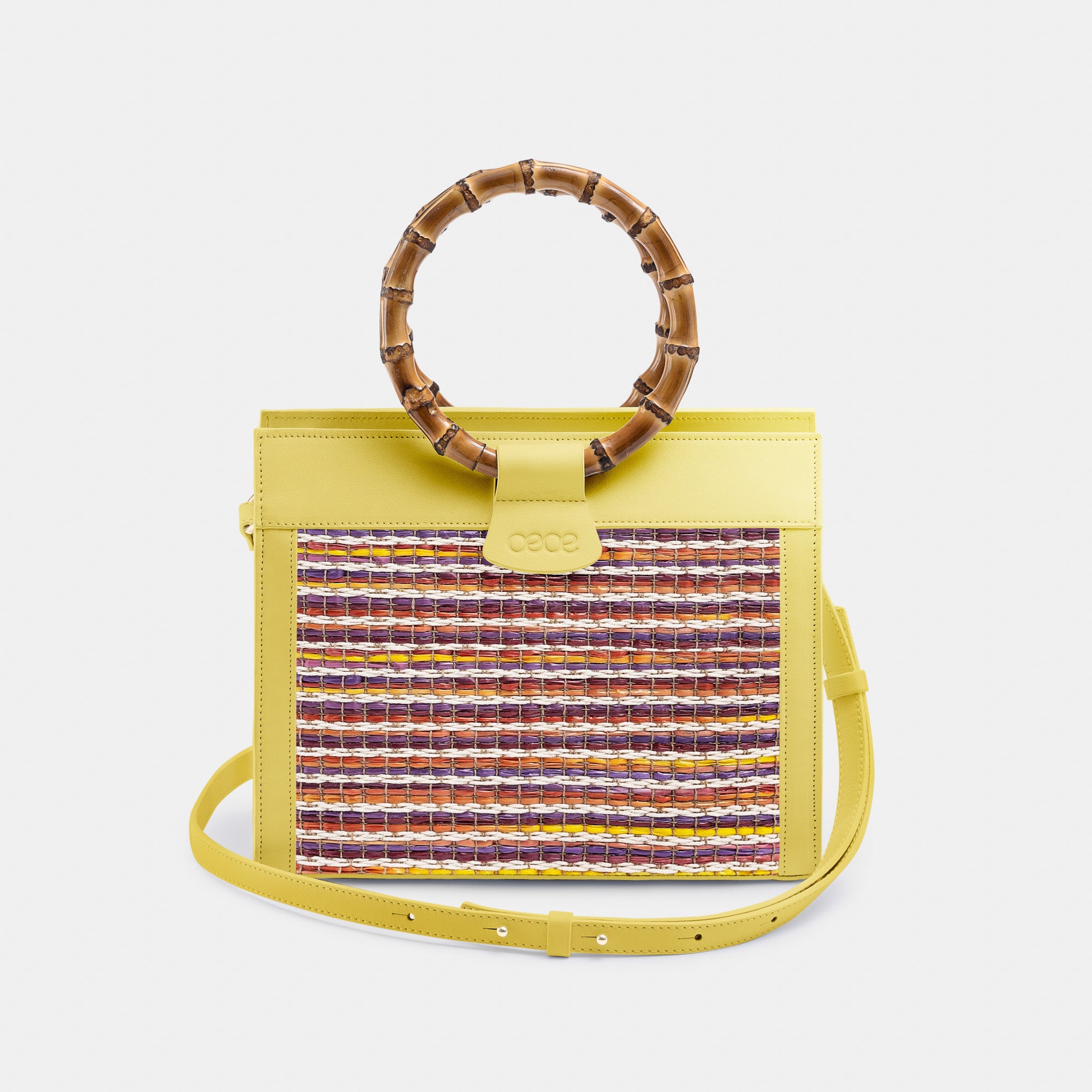 Minibolso pequeño en piel de vacuno en color multicolor/amarillo para mujer