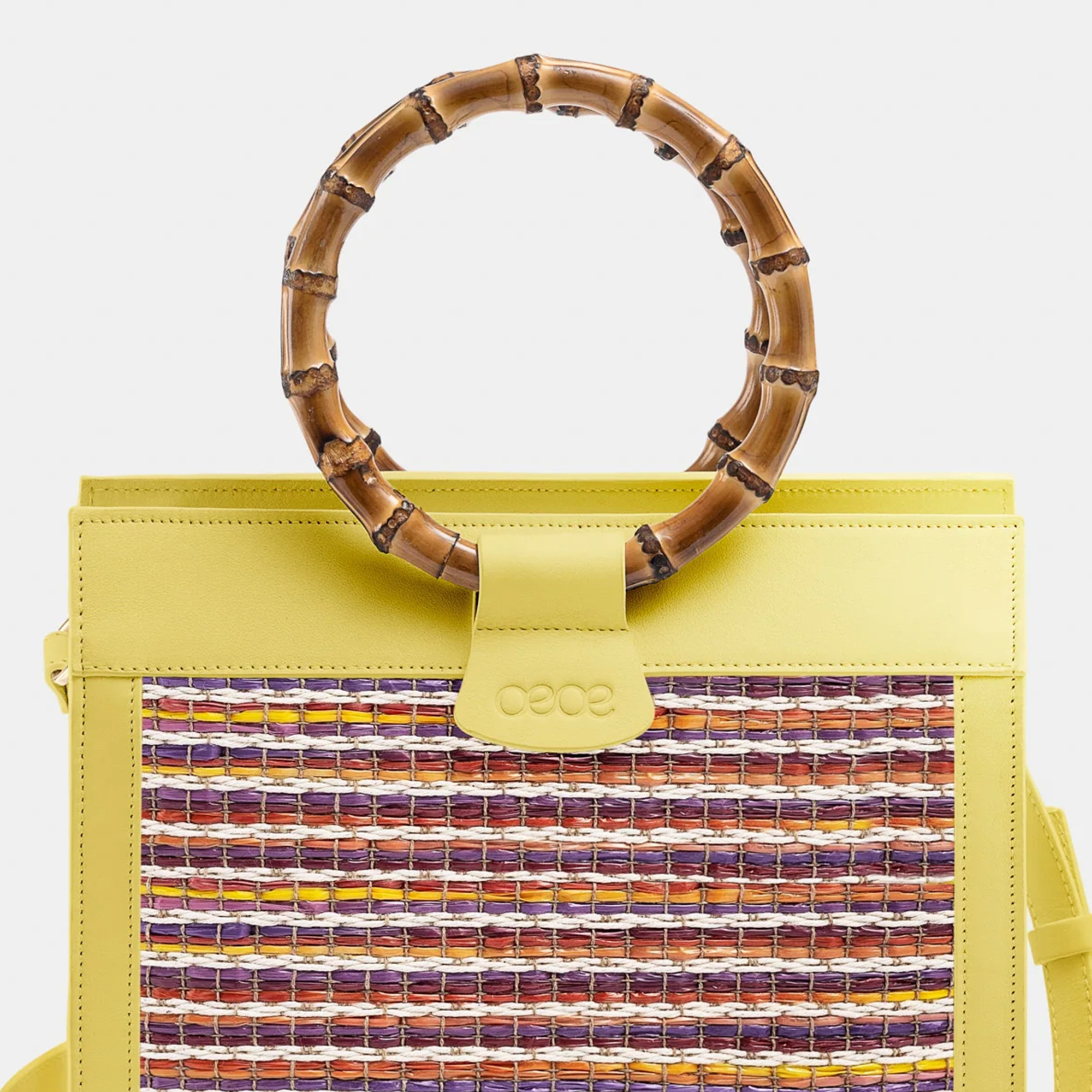 Minibolso pequeño en piel de vacuno en color multicolor/amarillo para mujer
