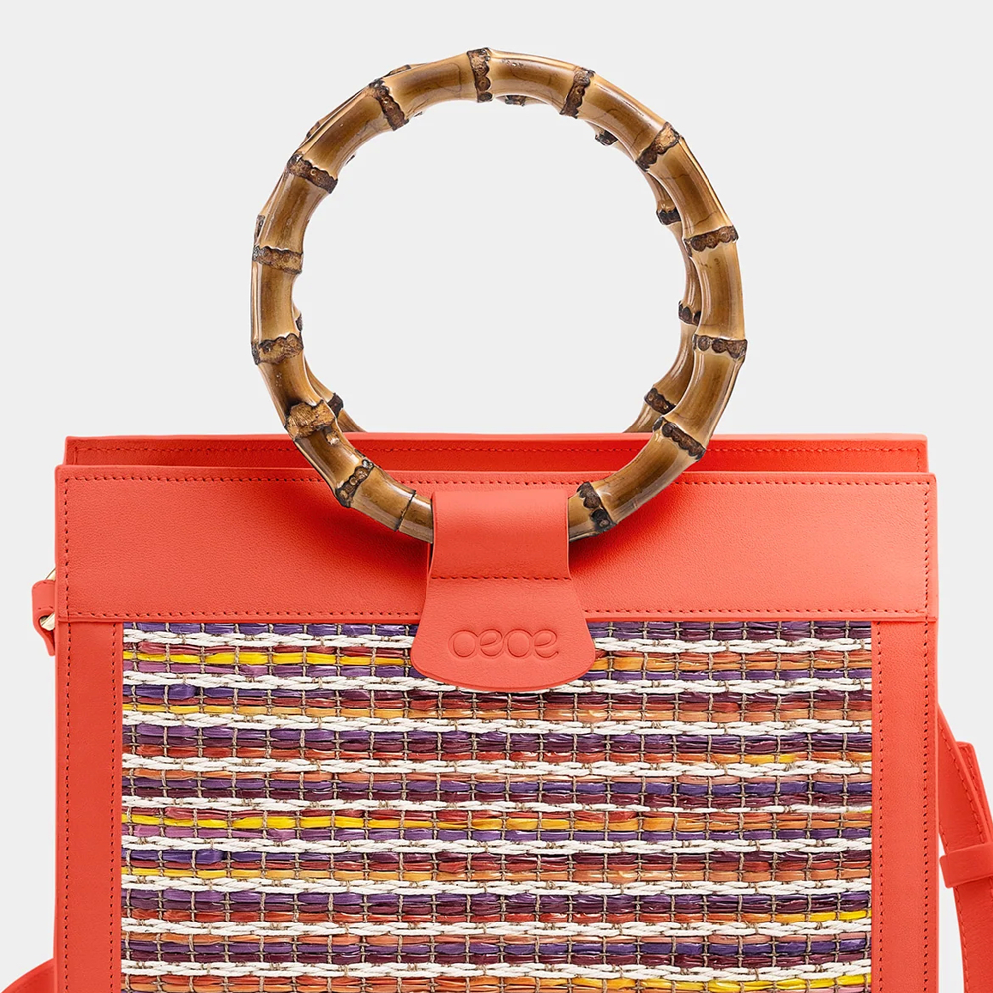 Minibolso pequeño en piel de vacuno en color multicolor/naranja para mujer