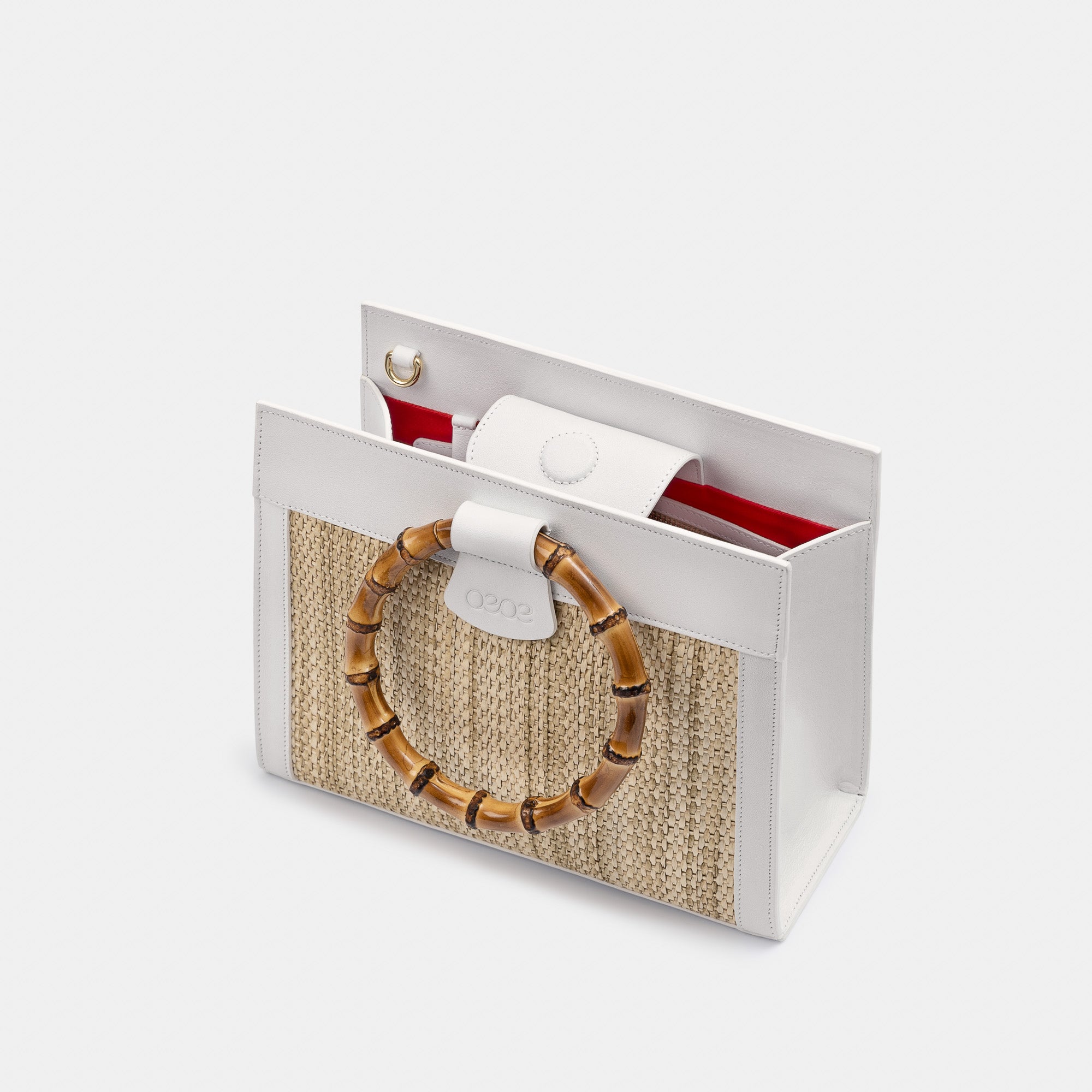 Minibolso pequeño en piel de vacuno en color natural/blanco para mujer
