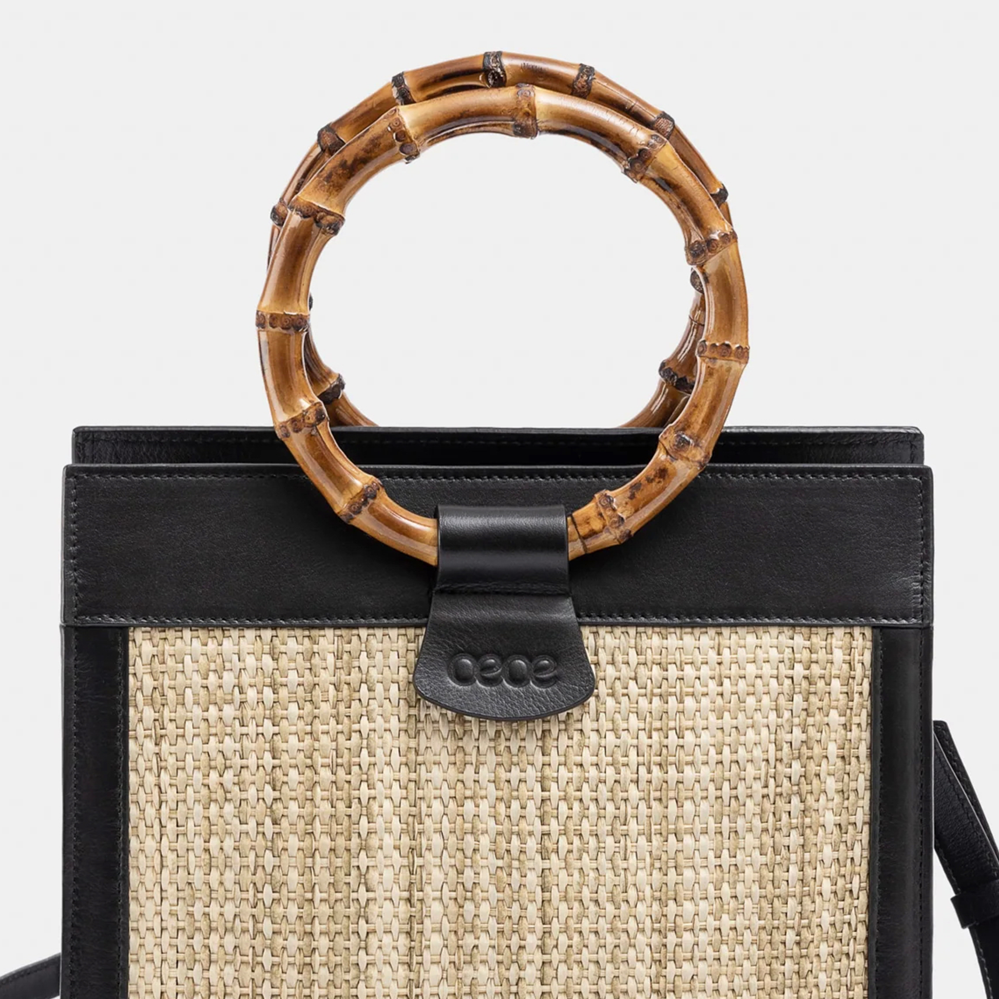 Minibolso pequeño en piel de vacuno en color natural/negro para mujer