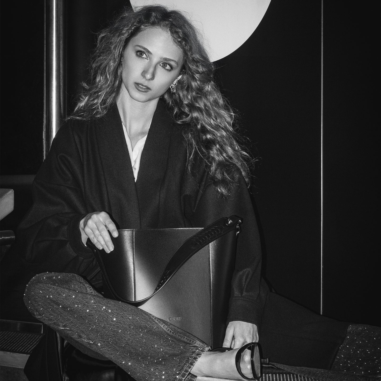 TAUPE LEATHER SHOPPER BAG