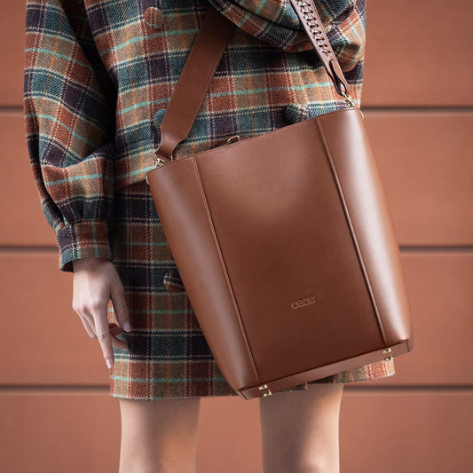 BROWN LEATHER SHOPPER BAG