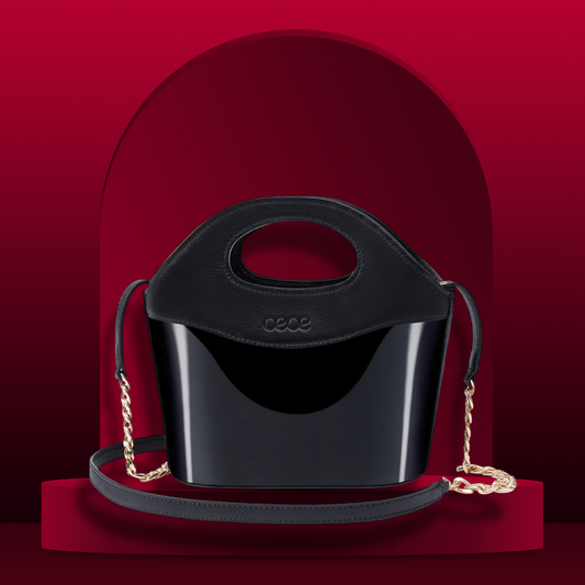 CAPRI MICRO BAG IN BLACK AND PATENT LEATHER